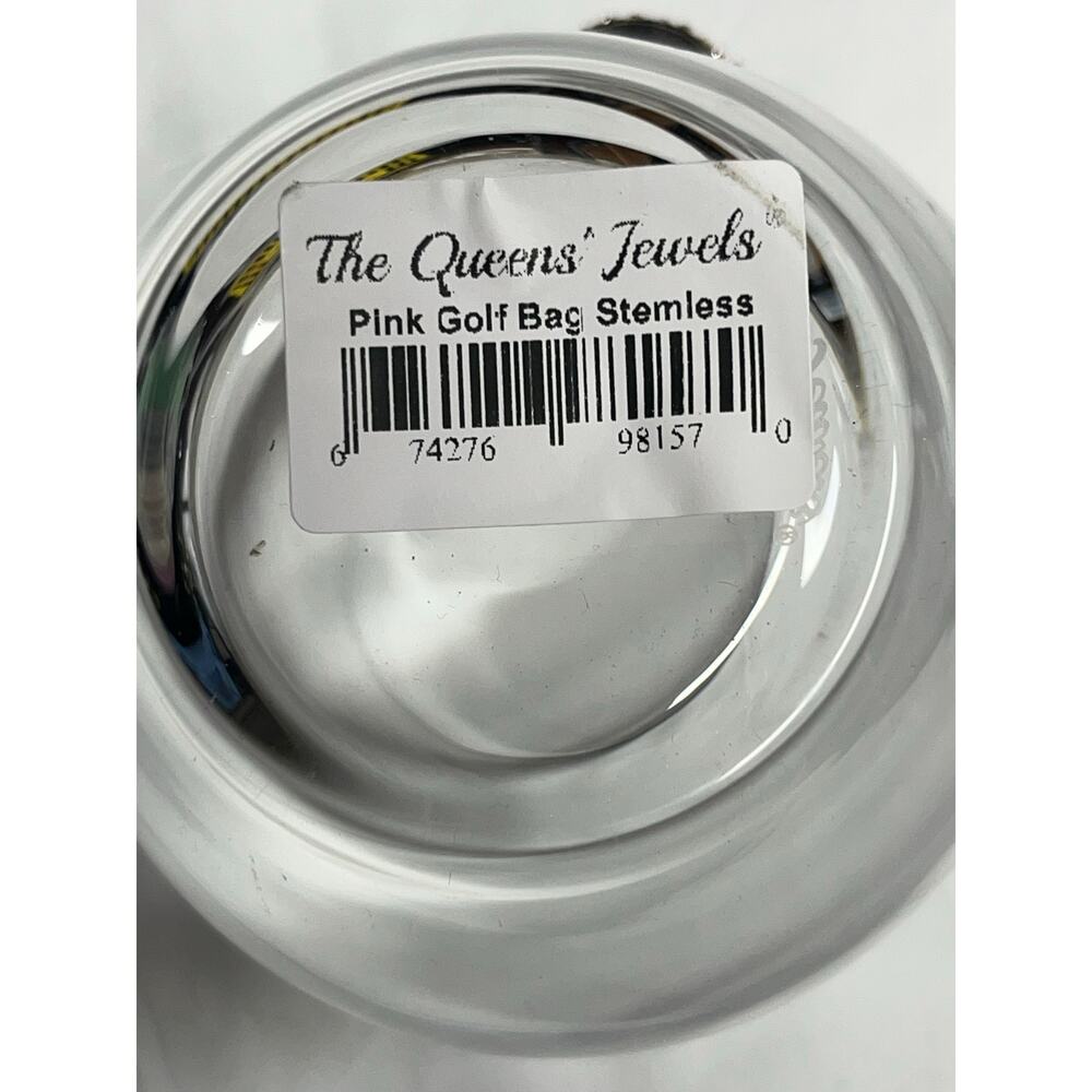 The Queen's Jewels Pink Golf Bag Stemless Wine Glass - Picture 2 of 2